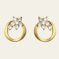 Flower Circle Gemstone Stud Earrings Sterling Silver 18K Gold Plated