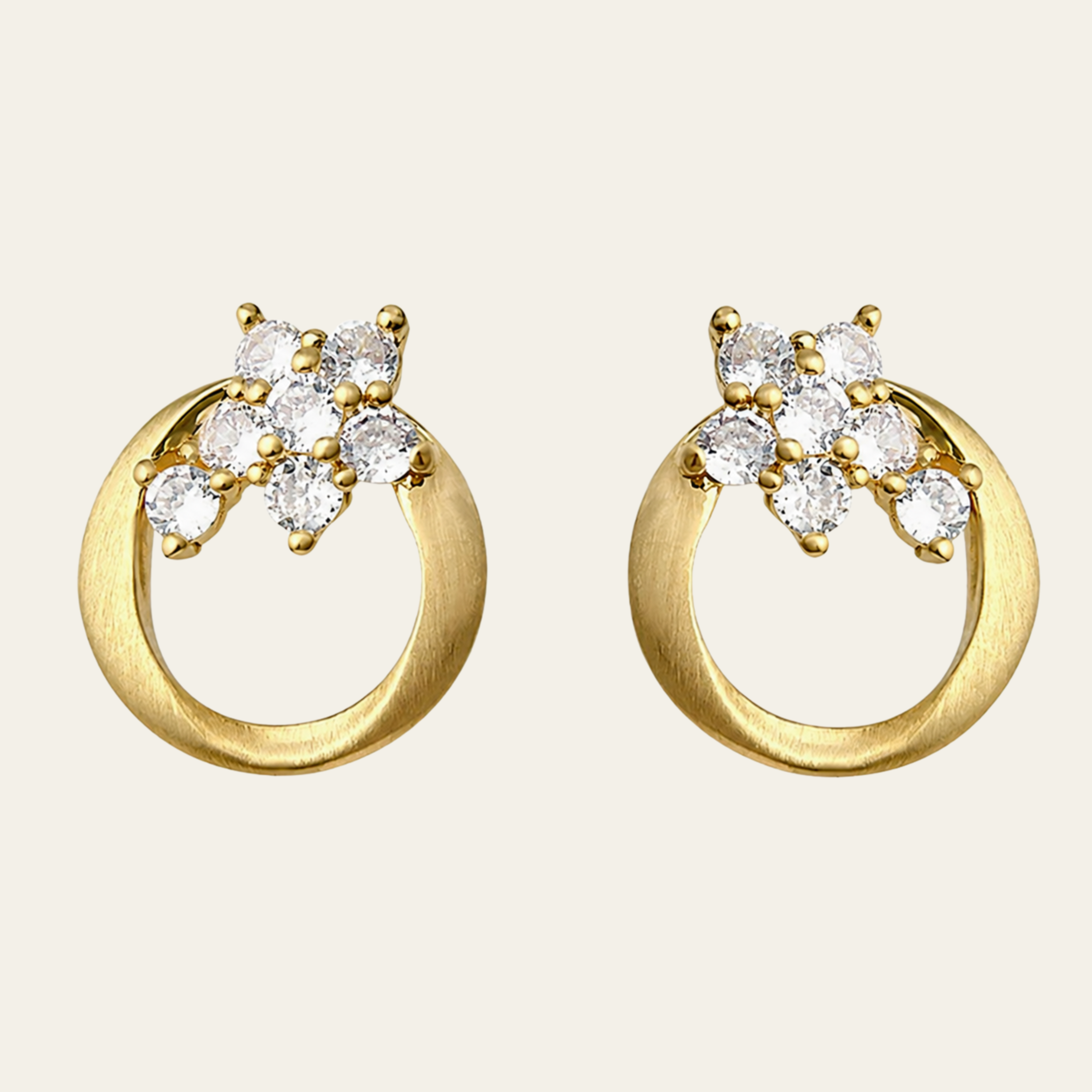 Flower Circle Gemstone Stud Earrings Sterling Silver 18K Gold Plated