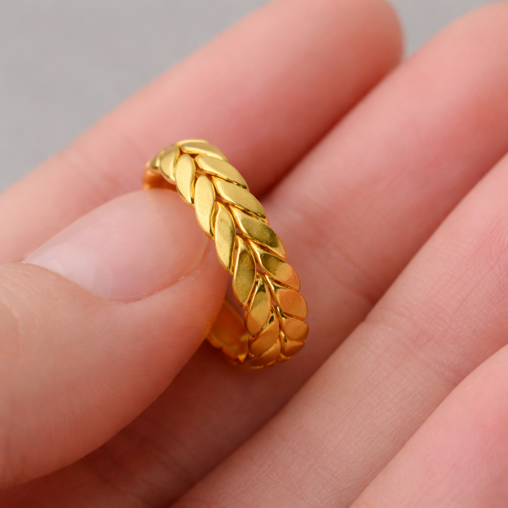 18K Gold Plated Twisted Gold Open Ring