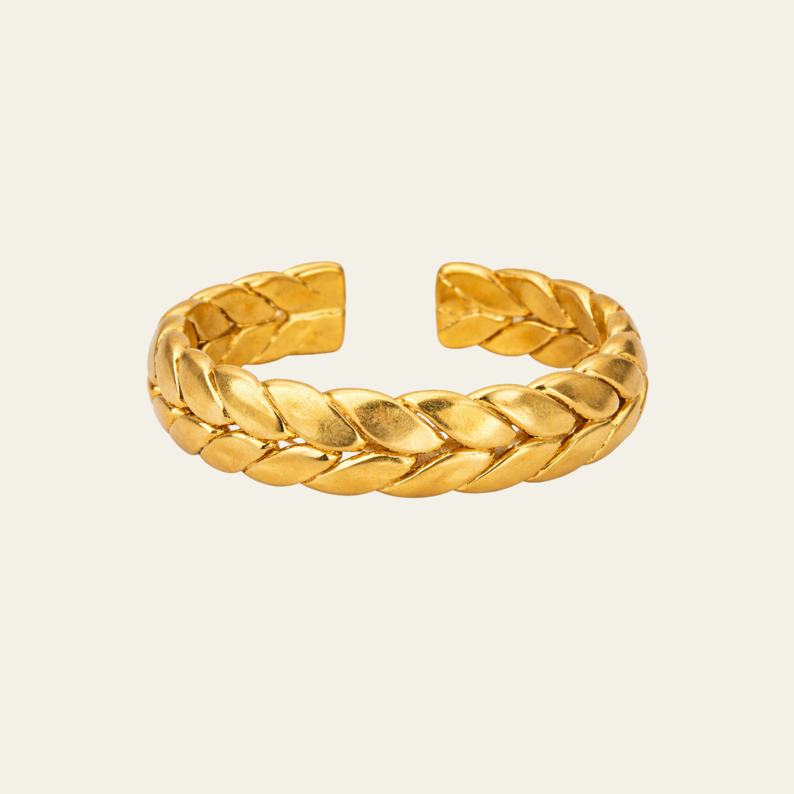 18K Gold Plated Twisted Gold Open Ring