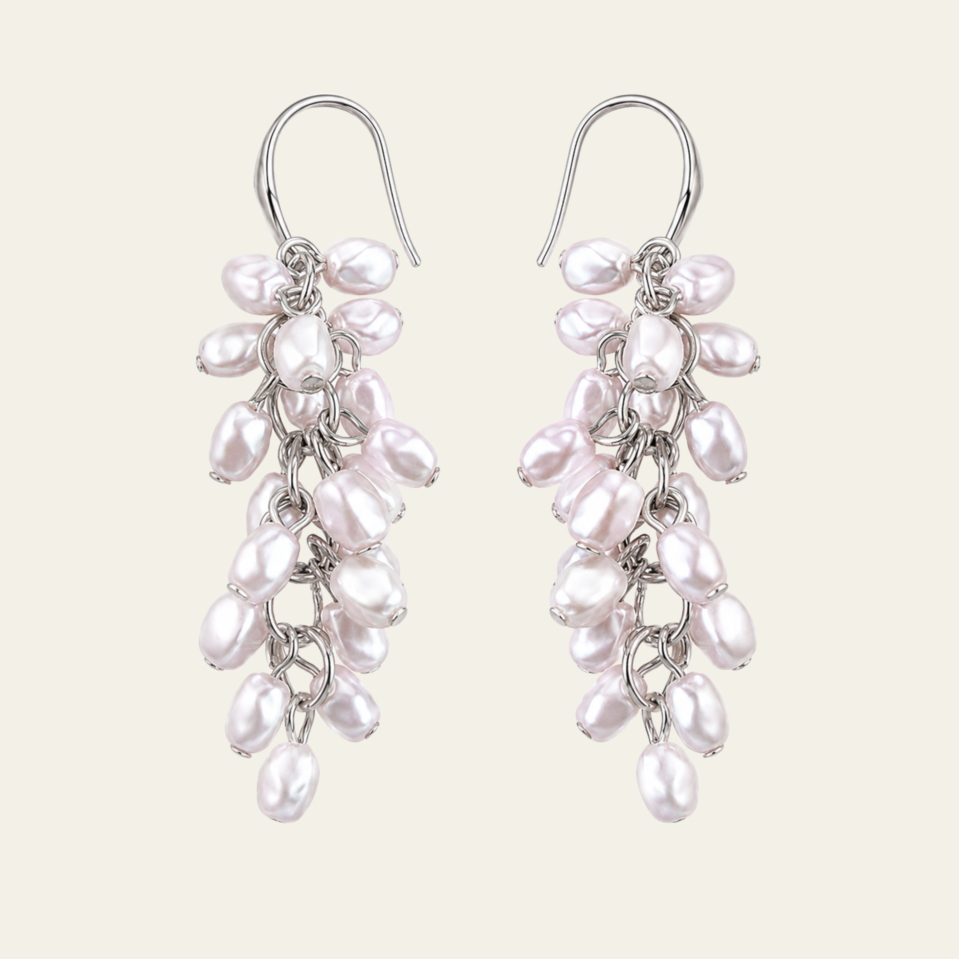 Pearl Drop Earrings Copper Platinum Plated