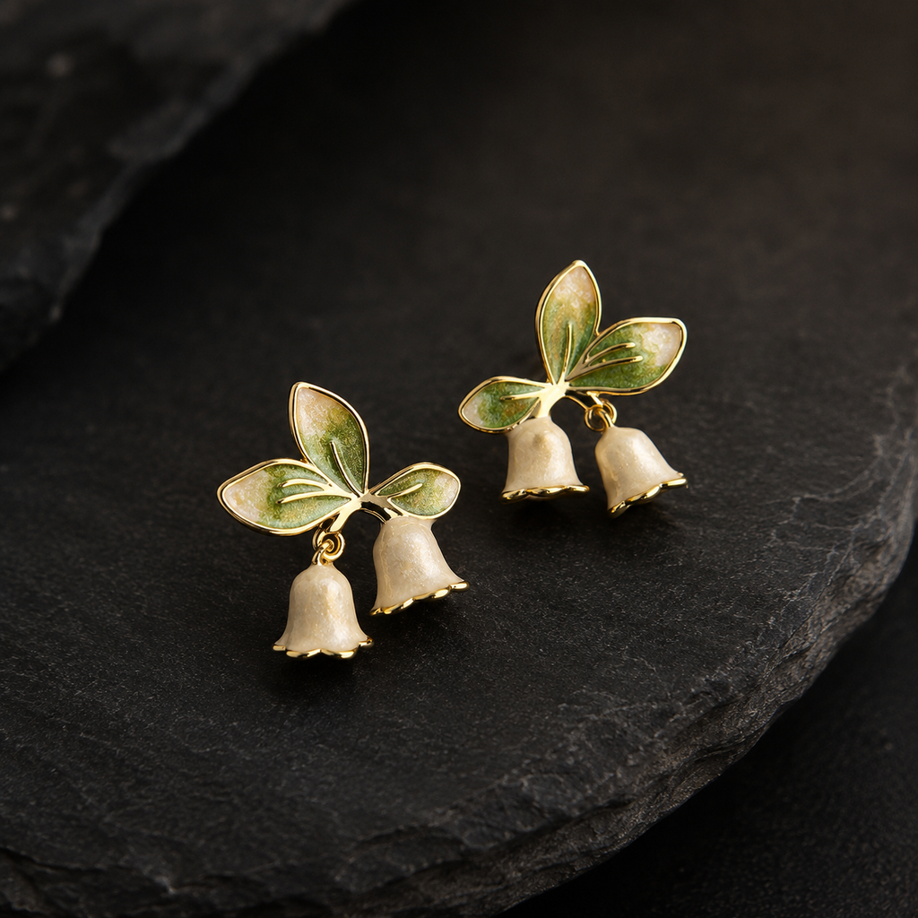 Lily of the Valley Stud Earrings Copper 18K Gold Plated
