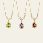 Teardrop Gemstone Necklace Copper Gold Plated