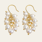 Pearl Cluster Drop Earrings Copper 14K Gold Plated