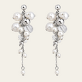 Pearl Cluster Drop Earrings Copper Platinum Plated