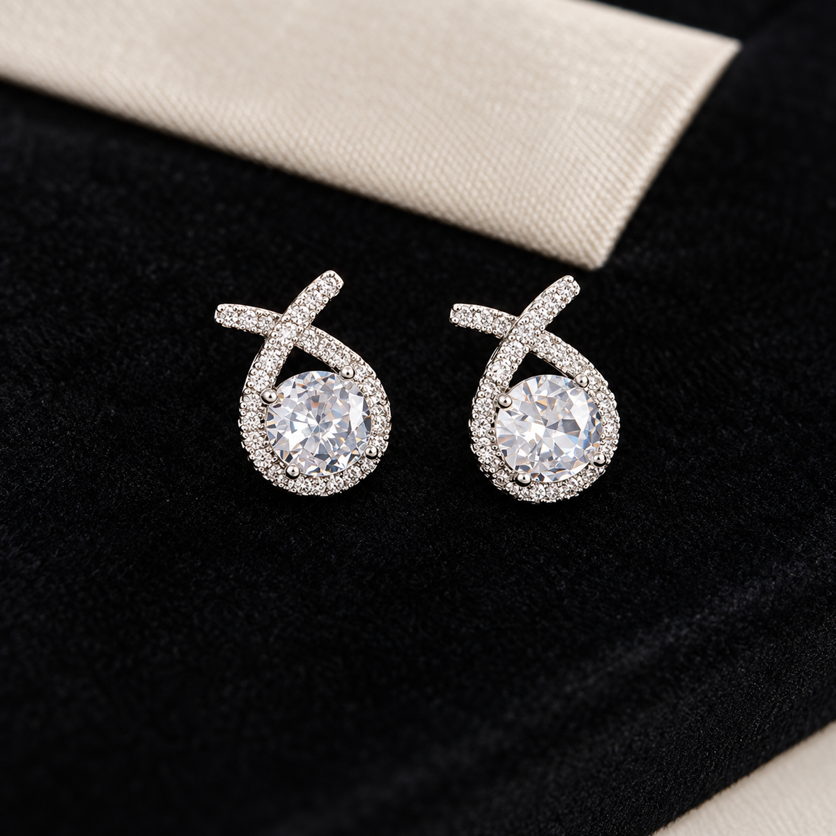 Teardrop Gemstone Stud Earrings Copper Platinum Plated