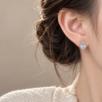 Teardrop Gemstone Stud Earrings Copper Platinum Plated