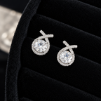 Teardrop Gemstone Stud Earrings Copper Platinum Plated