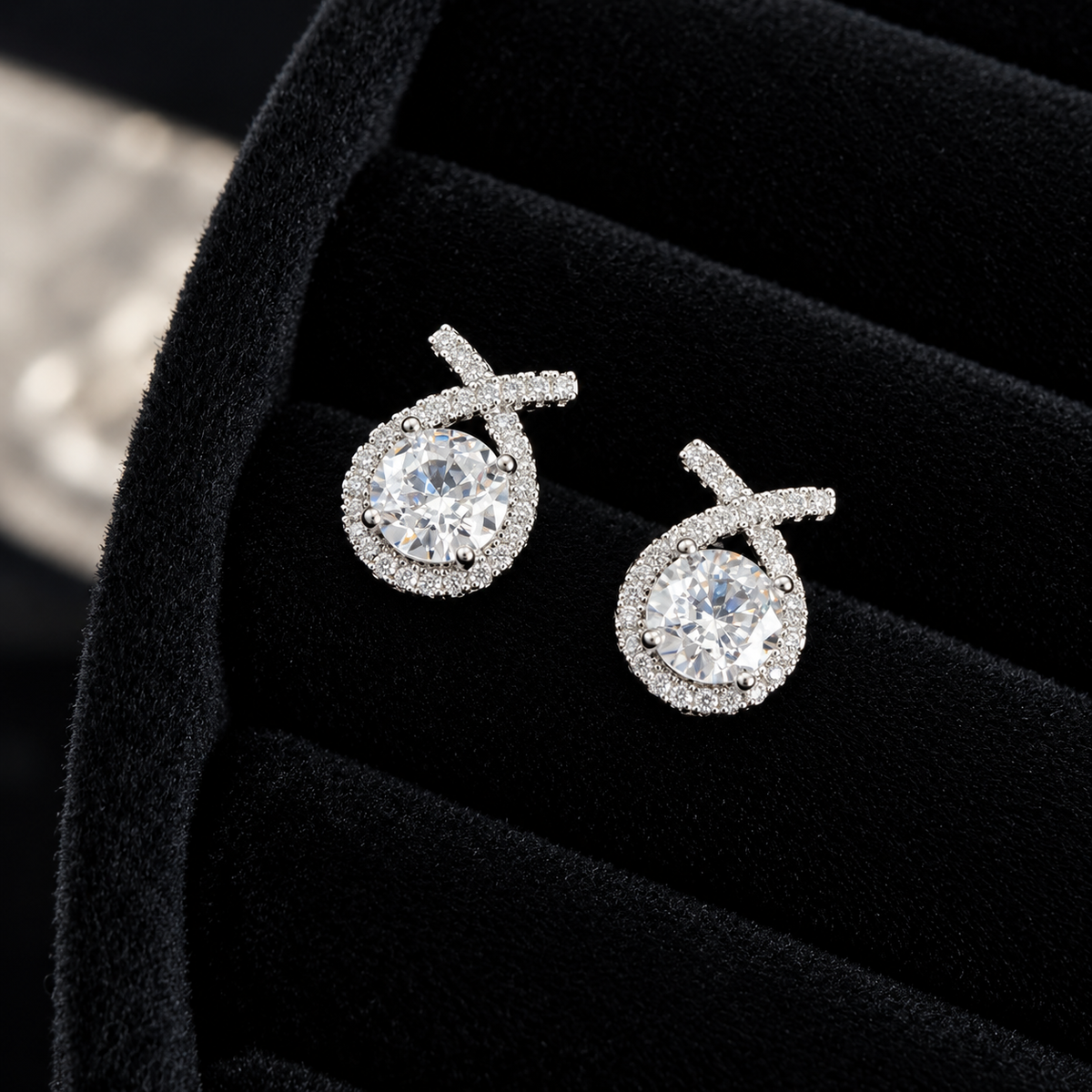 Teardrop Gemstone Stud Earrings Copper Platinum Plated