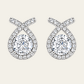 Teardrop Gemstone Stud Earrings Copper Platinum Plated