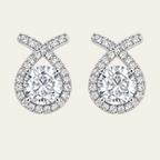 Teardrop Gemstone Stud Earrings Copper Platinum Plated