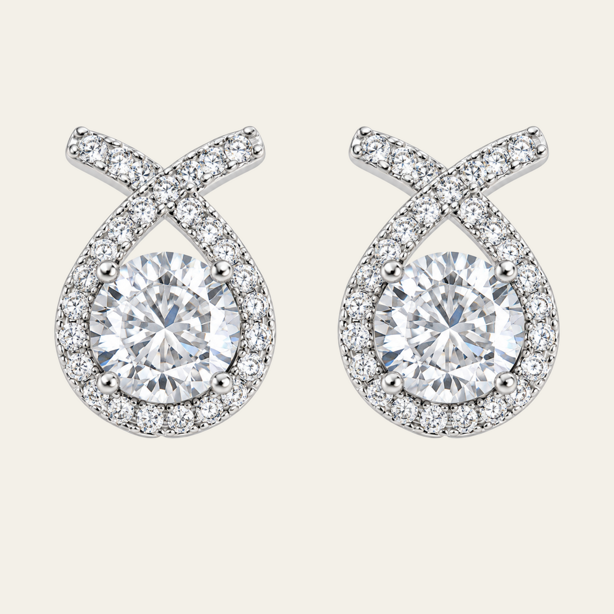 Teardrop Gemstone Stud Earrings Copper Platinum Plated