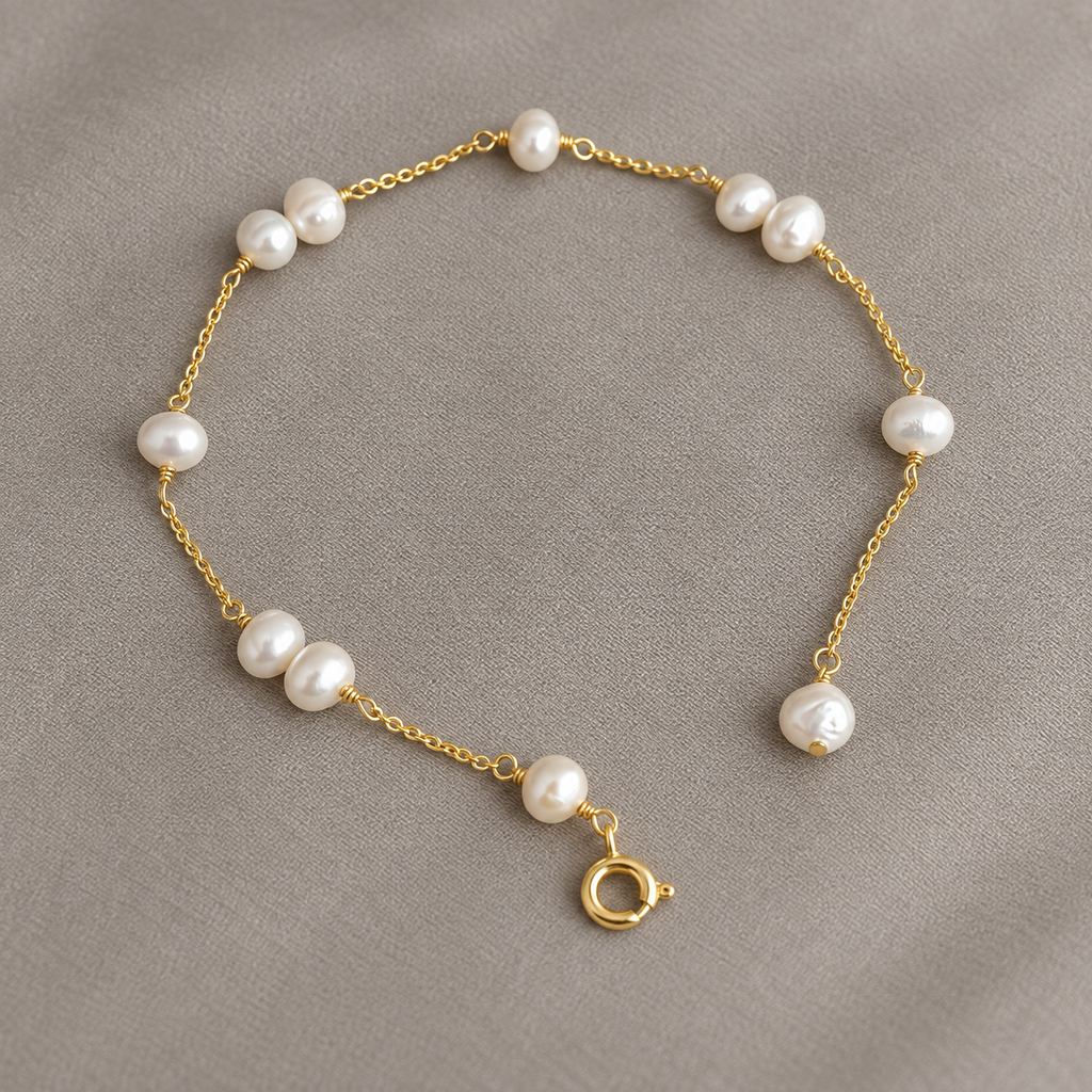 Freshwater Pearl Bracelet Copper 18K Gold Plated