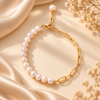 Freshwater Pearl Bracelet Copper 18K Gold Plated