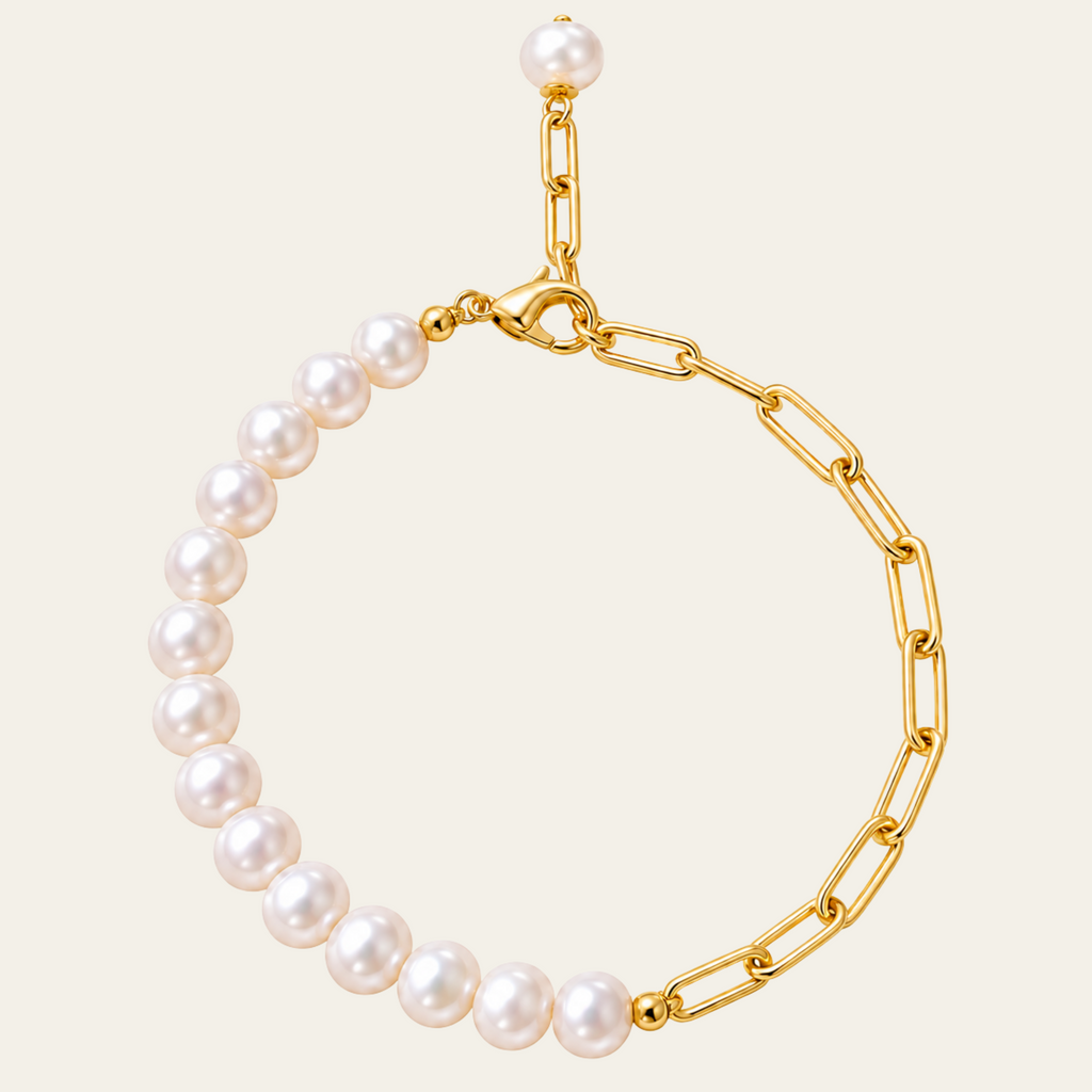 Freshwater Pearl Bracelet Copper 18K Gold Plated