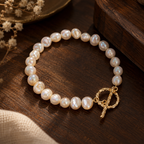 Freshwater Pearl Geometric Bracelet Mixed Materials