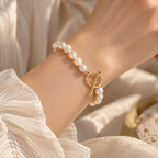 Freshwater Pearl Geometric Bracelet Mixed Materials