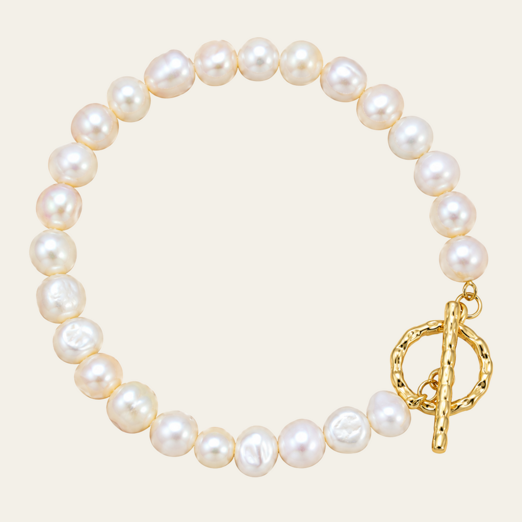 Freshwater Pearl Geometric Bracelet Mixed Materials