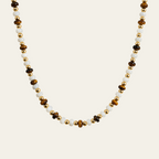 Tiger Eye Shell Bead Necklace Copper 14K Gold Plated