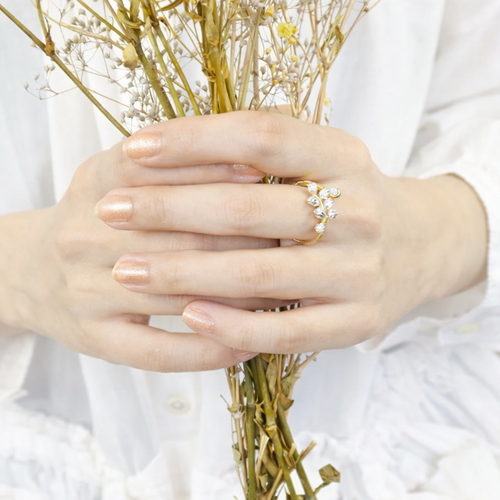 14K Gold Plated Lily of the Valley Flower Ring