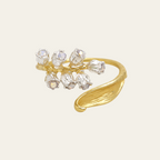 14K Gold Plated Lily of the Valley Flower Ring