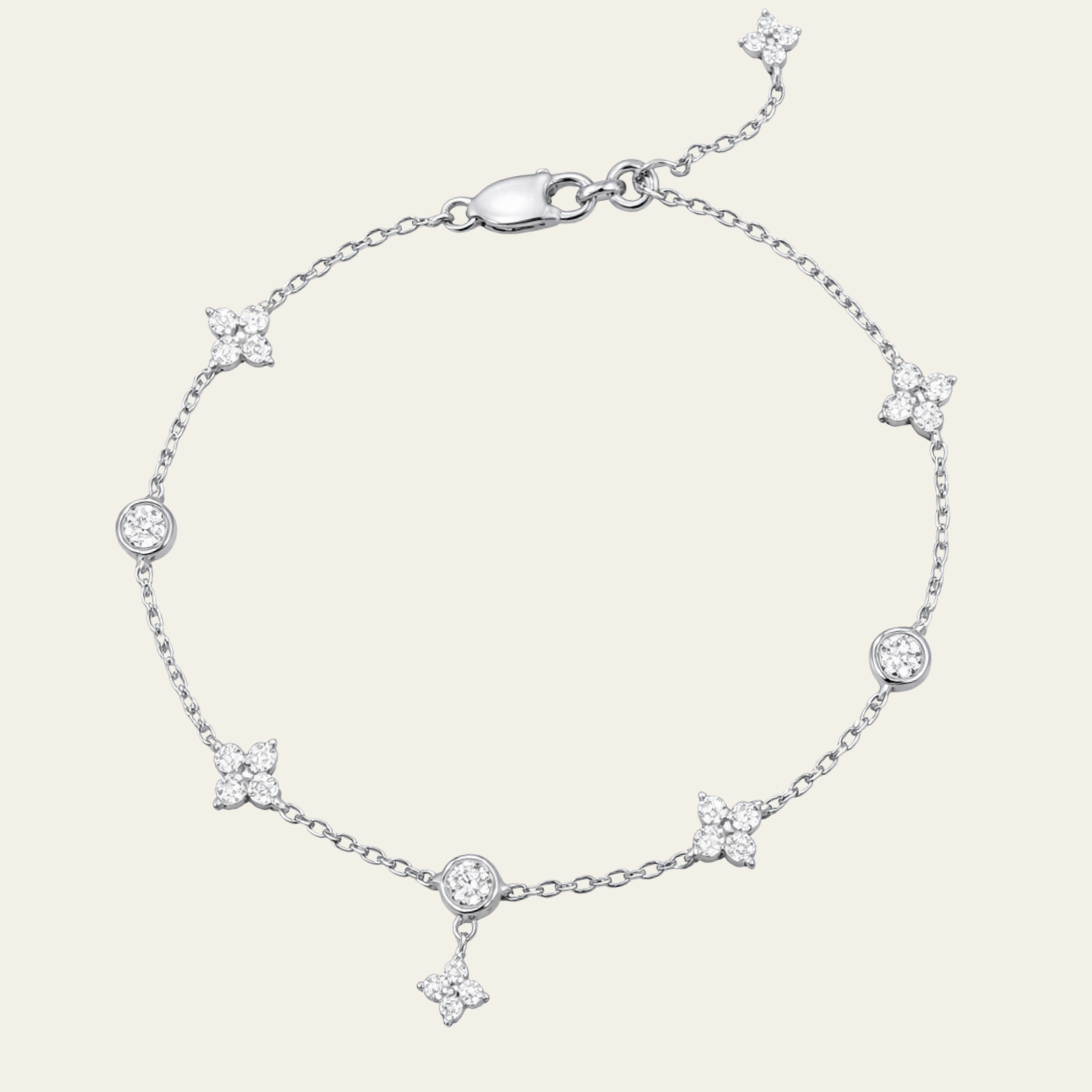 Sterling Silver Geometric Charm Bracelet