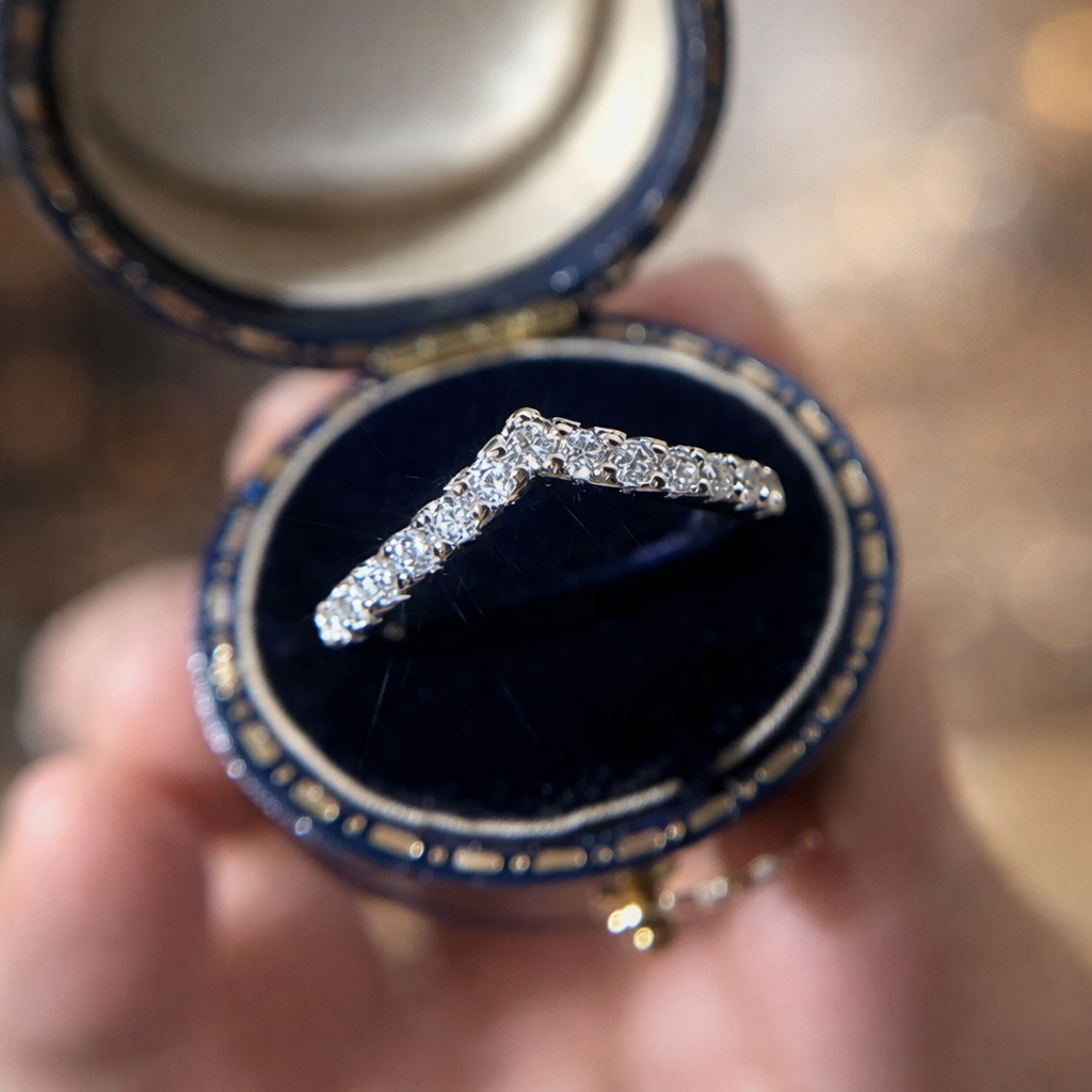 V Shape Zircon Open Ring