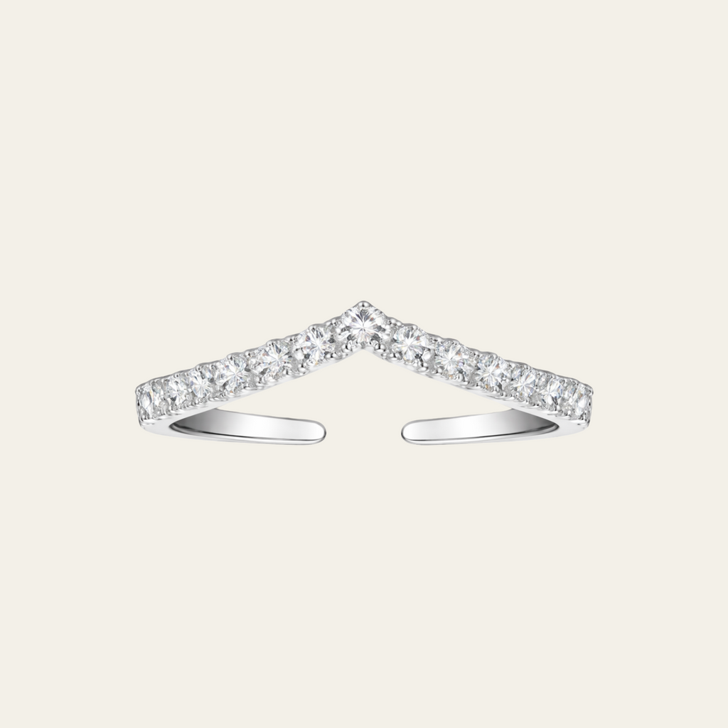 V Shape Zircon Open Ring