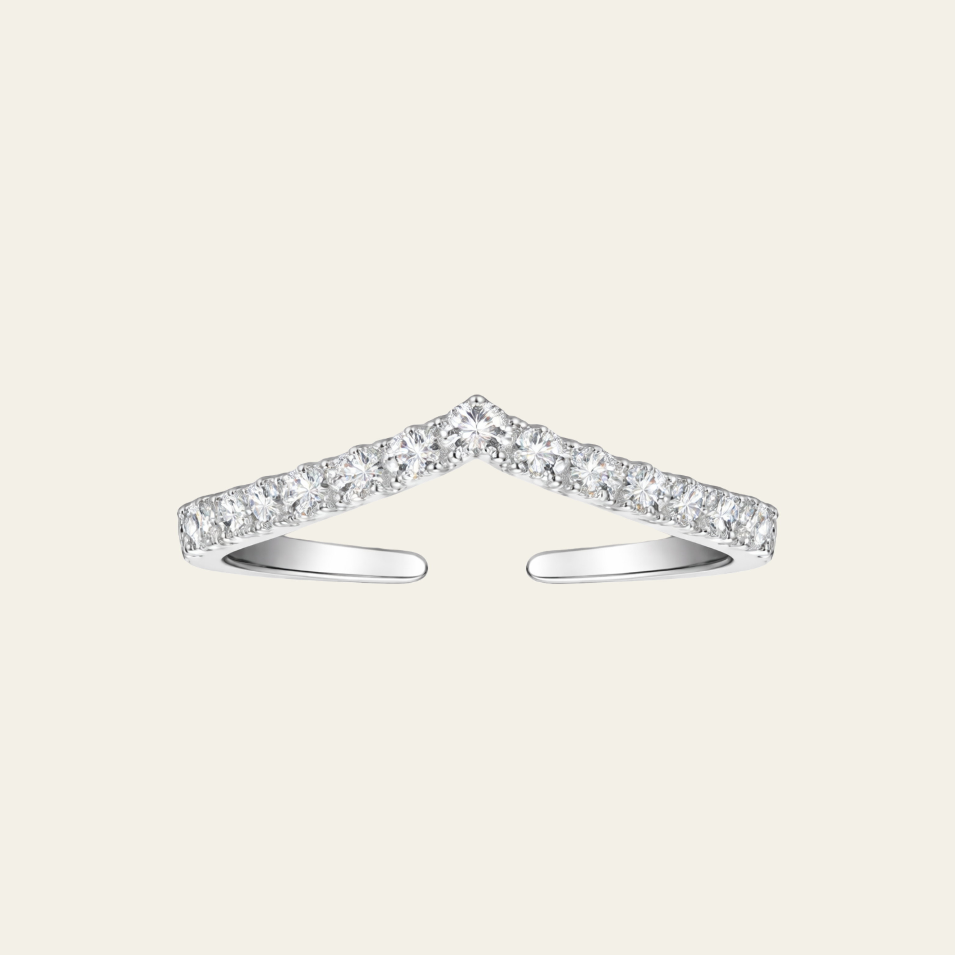 V Shape Zircon Open Ring