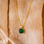 Sterling Silver Square Zircon Necklace