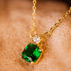 Sterling Silver Square Zircon Necklace