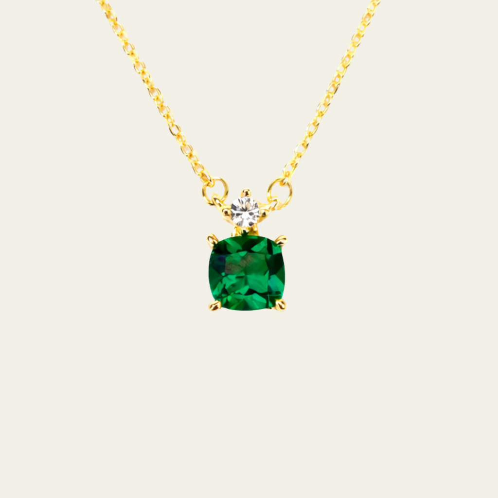 Sterling Silver Square Zircon Necklace