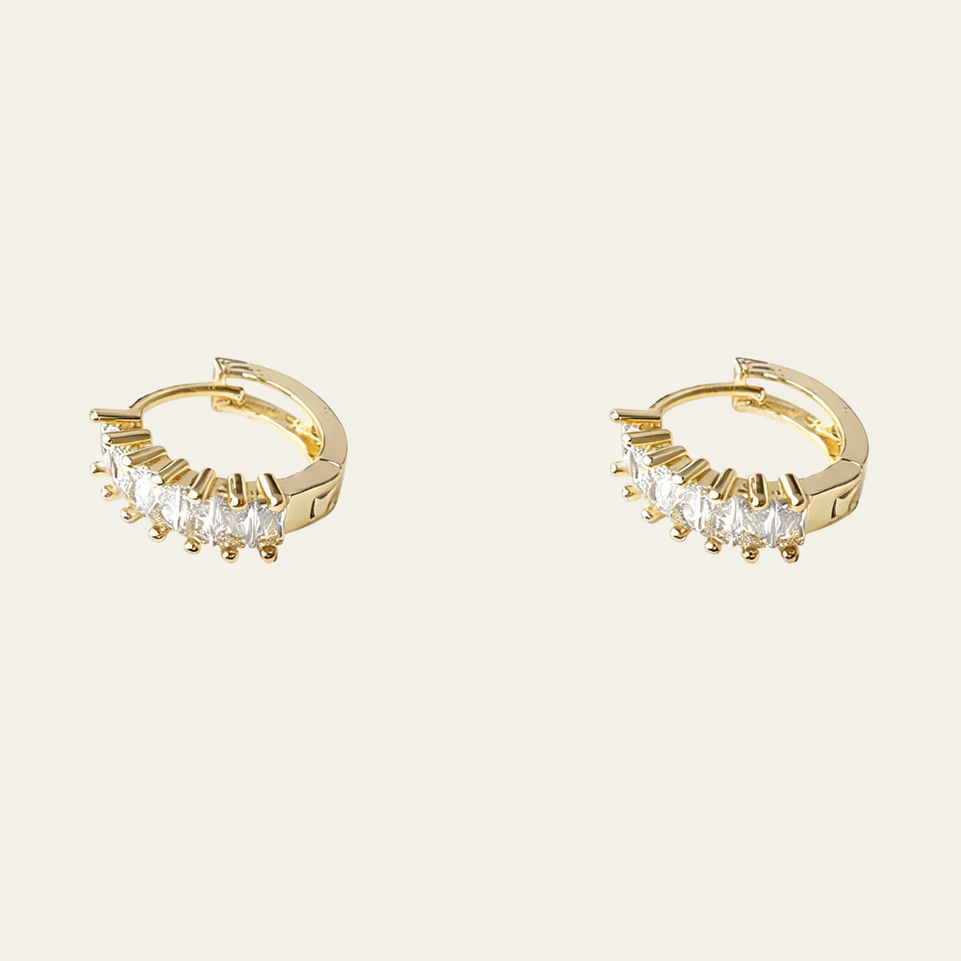 14K Gold Plated Cubic Zirconia Hoop Earrings