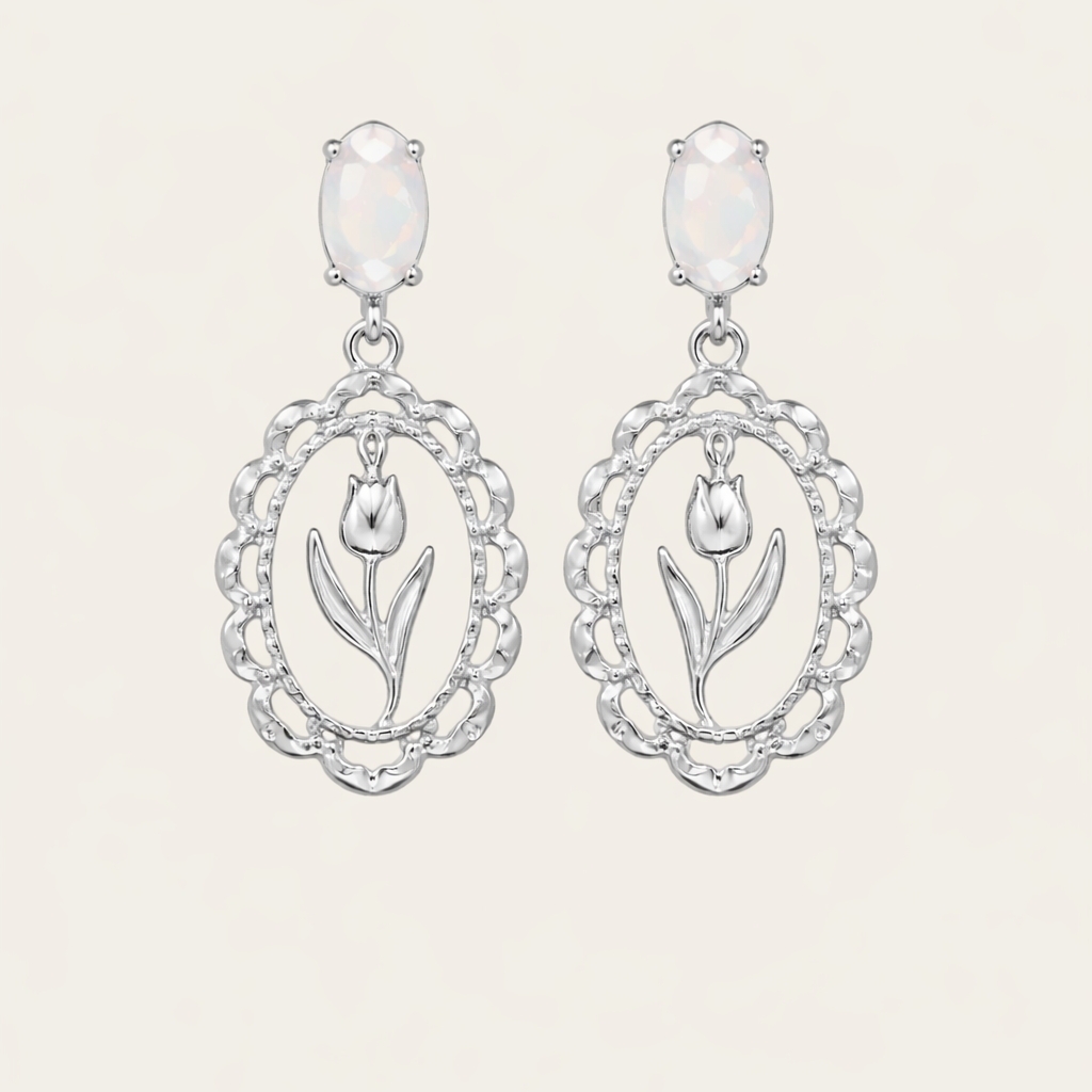 Sterling Silver Flower Drop Earrings