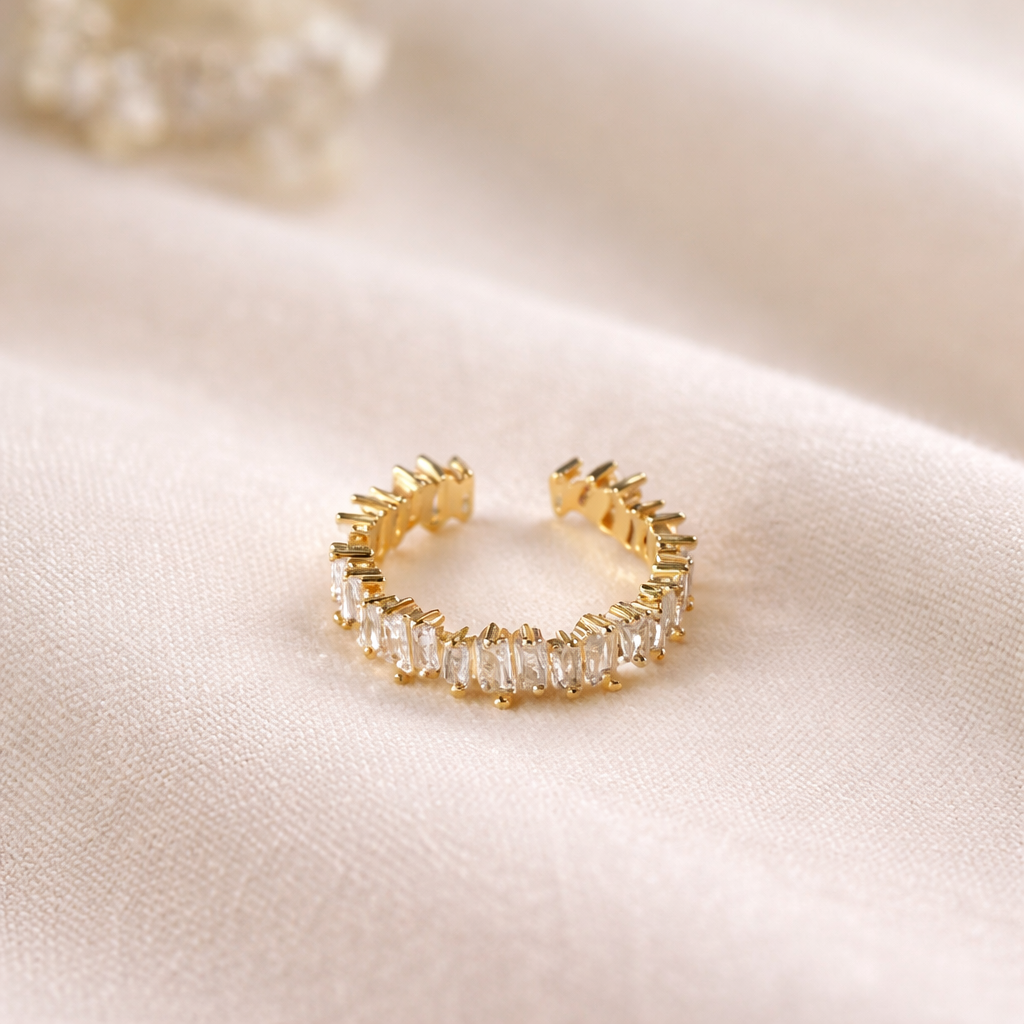 Geometric Zircon Open Ring