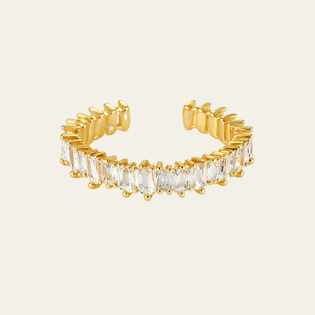 Geometric Zircon Open Ring
