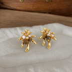 14K Gold Plated Flower Stud Earrings