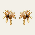 14K Gold Plated Flower Stud Earrings
