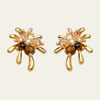 14K Gold Plated Flower Stud Earrings