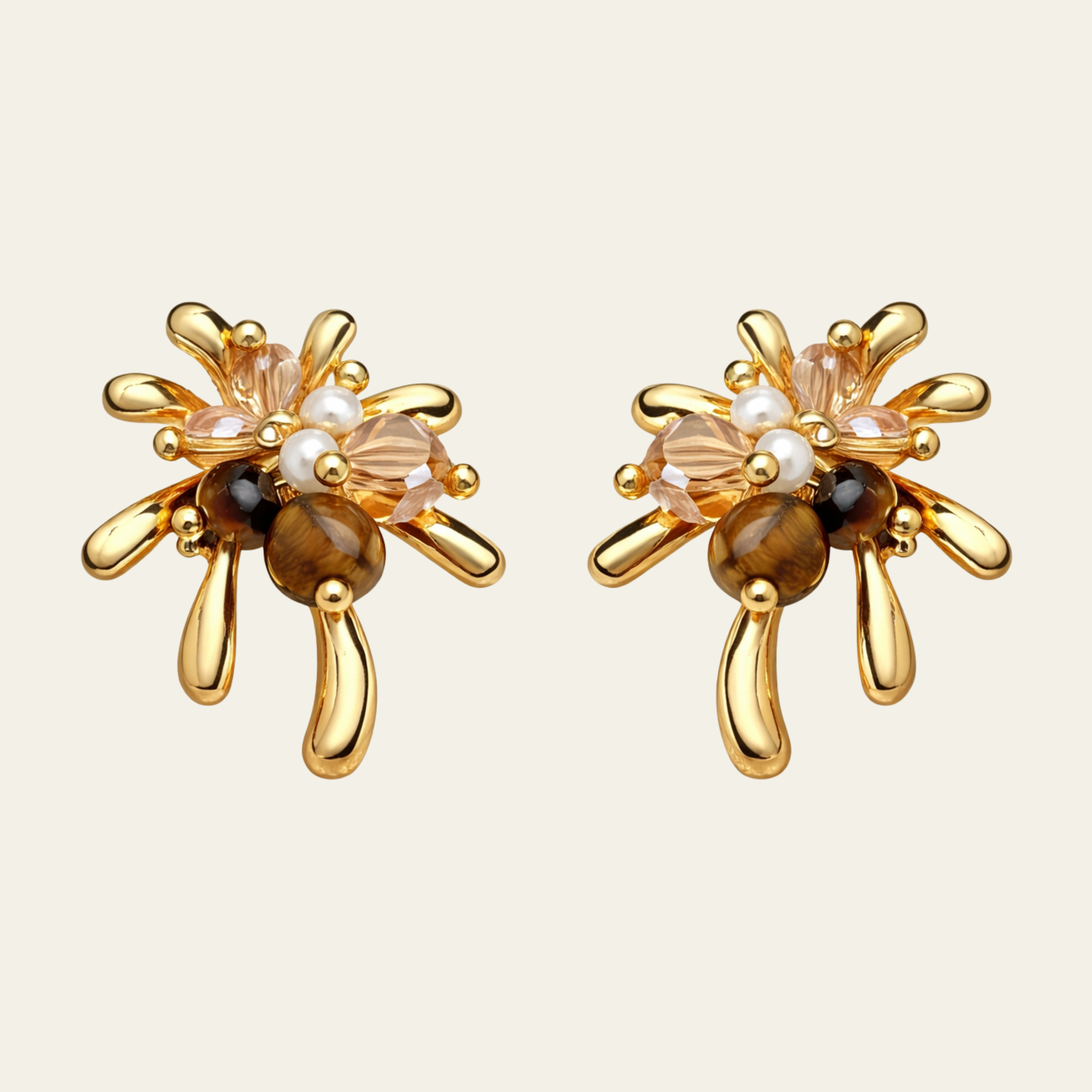 14K Gold Plated Flower Stud Earrings
