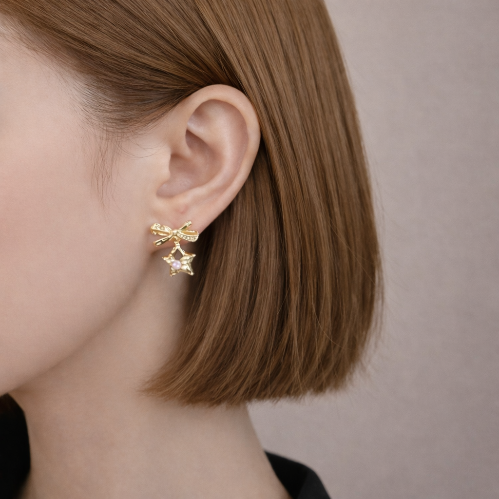 Cubic Zirconia Star Drop Earrings