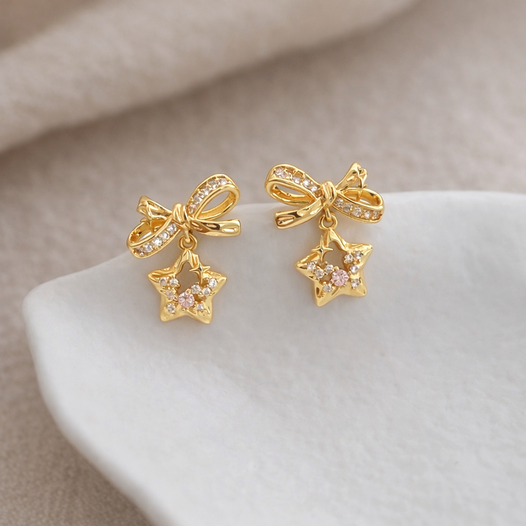 Cubic Zirconia Star Drop Earrings