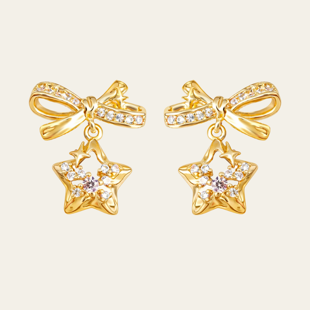 Cubic Zirconia Star Drop Earrings