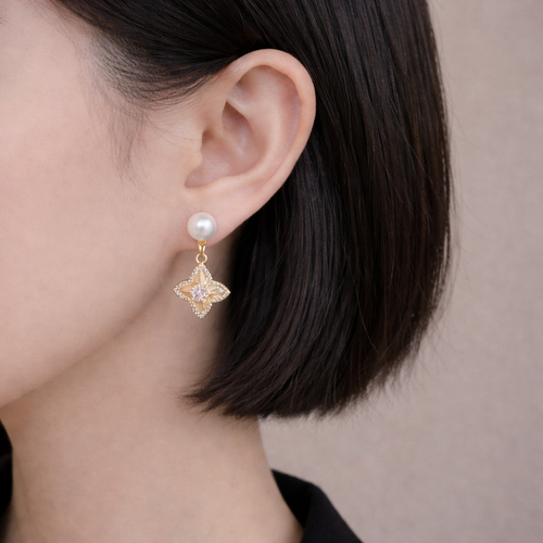 14K Gold Plated Pearl Star Drop Earrings