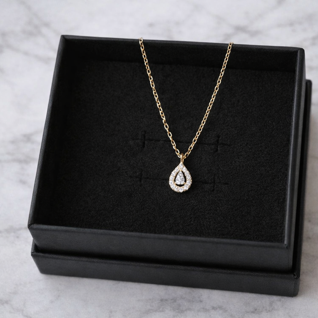 Sterling Silver Teardrop Necklace 18K Gold Plated