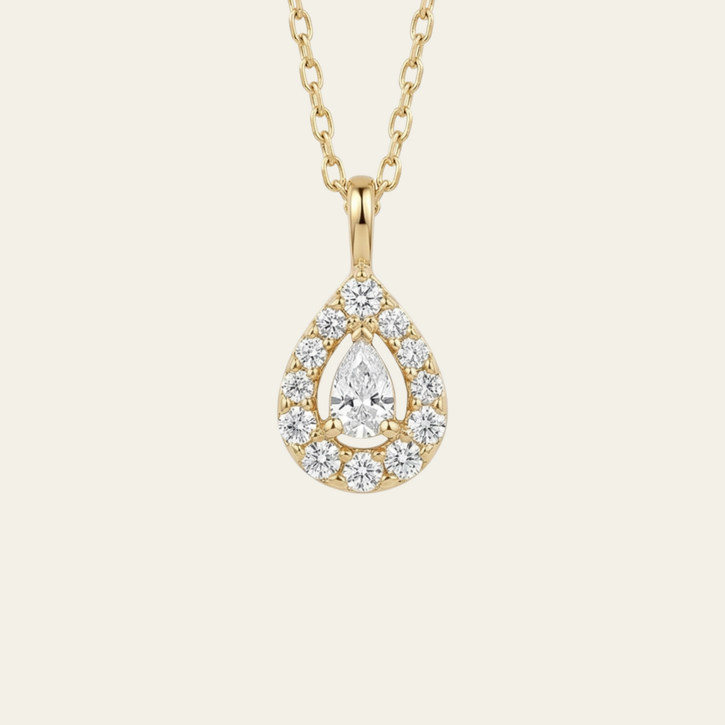 Sterling Silver Teardrop Necklace 18K Gold Plated