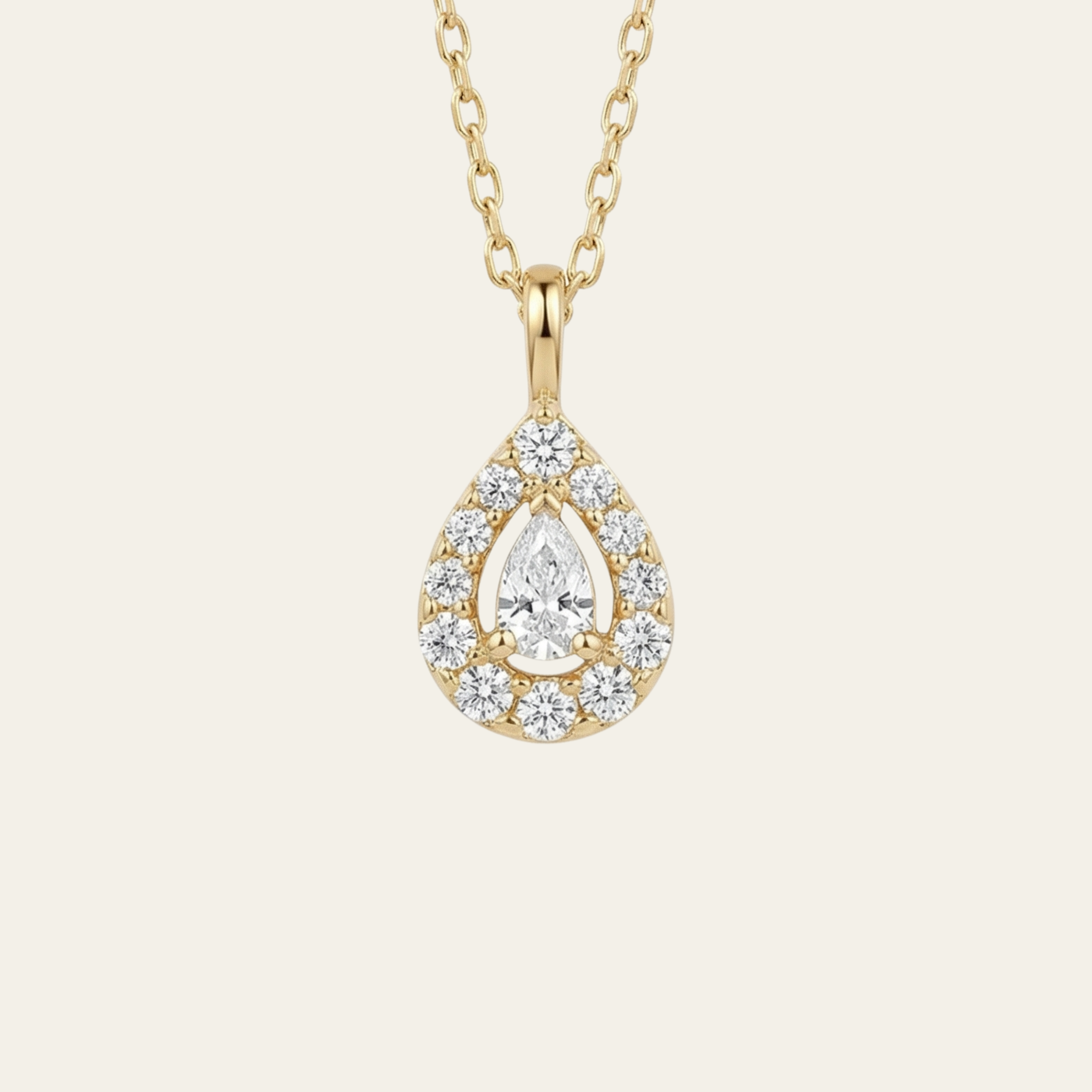 Sterling Silver Teardrop Necklace 18K Gold Plated