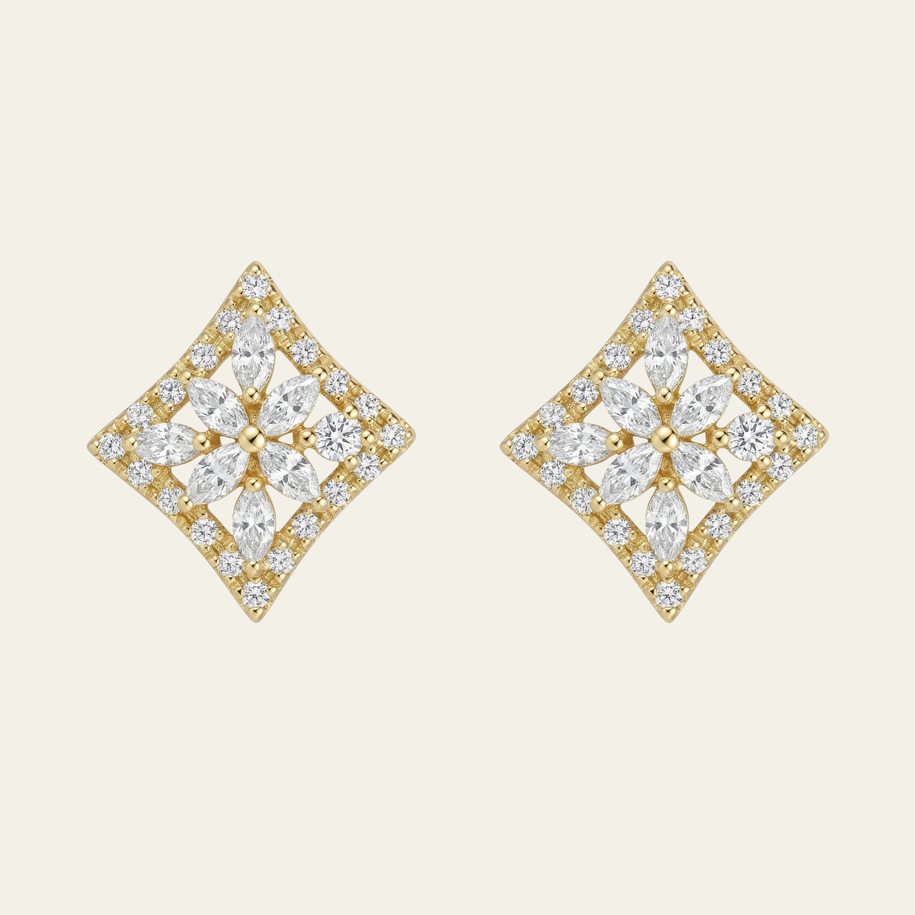 Sterling Silver Square Zircon Stud Earrings