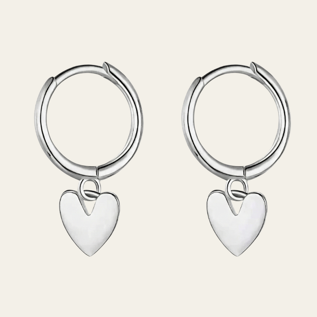 Sterling Silver Heart Hoop Earrings