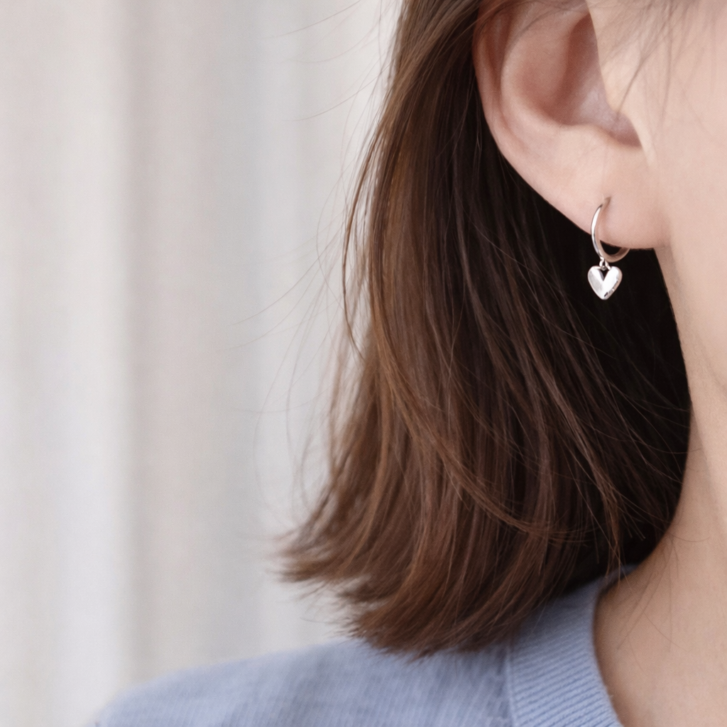 Sterling Silver Heart Hoop Earrings